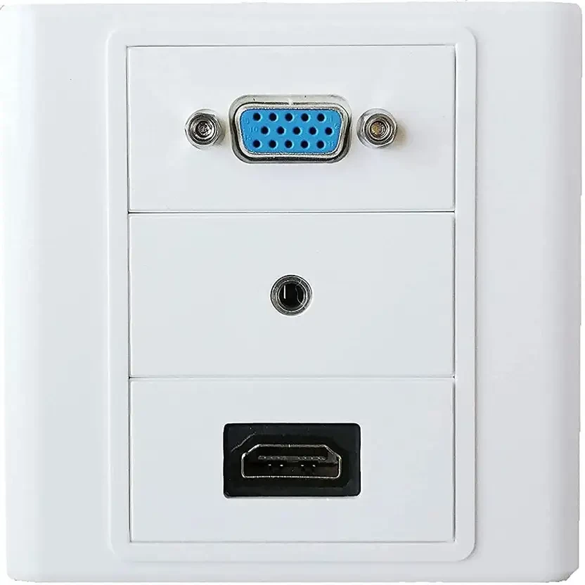 HDMI/VGA/AUX Multimedia Modular Wall Socket Face Plate Socket Plug Jack Cable or Adapter for Home/Office HDMI Connector  (White)