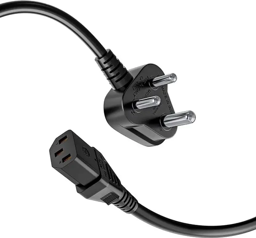 Power Cord 8 m Plug Computer Mains Power Cord for Desktop 3 pin Power Cable for PC, Power Cable for Monitor SMPS and Printer, Power Cord Supply  (Compatible with PC, Projector, Computer, Printer, Blac