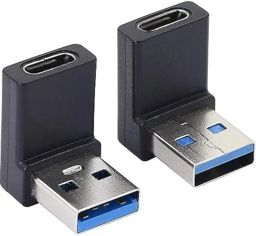 USB A Male to USB C Female Adapter,90 Degree USB3.0 to Type C Cable Support unidirectional Sides 5Gbps & Data Transfer, for Laptops,Phone,PC Laptop Accessory  (Black)