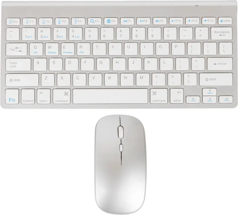 Keyboard & Mouse Combo for Mac, Rechargeable Mini Size Wireless Standard Desktop Keyboard Compatible with Desktop, Laptop, Mac, Tablet  (White)