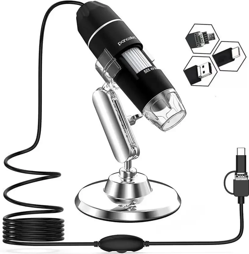 3 in 1 USB Digital Microscope, Portable 1000x Magnification 8-LED Mini Microscope Endoscope Camera Magnifier with Stand,Compatible with Windows. Laptop Accessory  (Black)