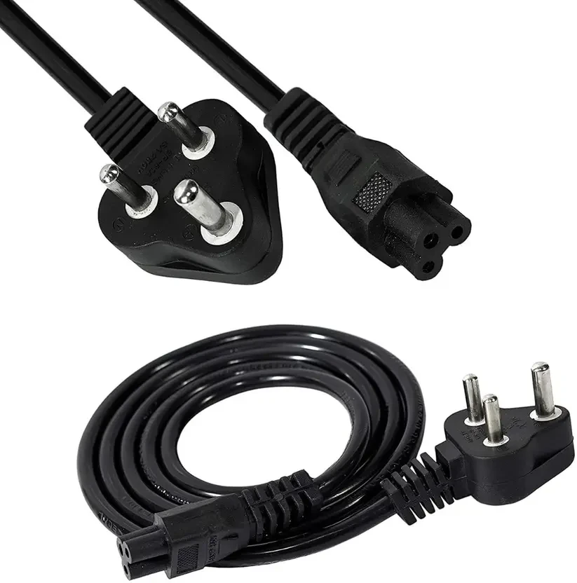 Power Cord 1.5 m Laptop power cable For Home And Office  (Compatible with laptop, Black, Pack of: 3)